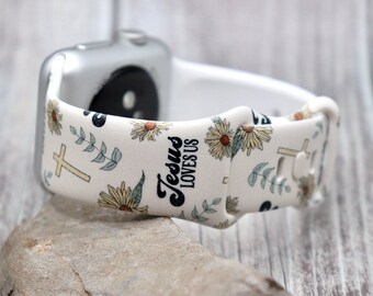 Christian  watch band for apple samsung jesus loves us  flowers christian bible verse iwatch strap 40mm 41mm 42mm 44mm 45mm gift