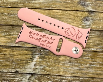 Engraved watch band for apple watch christian god is greater watch band | bible verse sayings 38mm 40mm 41mm 42mm 44mm 45mm 49mm gift