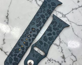 Bracelet de montre léopard guépard pour pomme gravé en silicone 38 40 41 42 44 45 mm