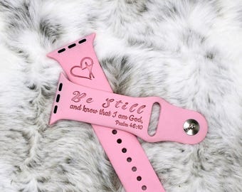 Christian Apple Watch Band: Engraved Silicone, Religious Gift