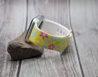 Spring flowers watch band for apple watch iwatch samsung band silicone floral flower watch 38/40/41 42/44/45 strap women gift