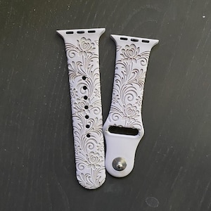 Wildflower Swirl Apple Watch Band: Engraved Silicone, Personalized