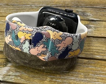 Leopard bunnies easter silicone watch band for apple watch samsung fitbit gift