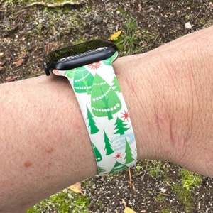 Christmas watch band for apple watch samsung watch & fitbit xmas trees #216 silicone 20 22 38 40 41 42 44 45 49mm