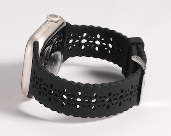 Lace silicone apple watch band laser cut women’s apple watch band, apple watch band 38mm 40mm 41mm 42mm 44mm 45mm 49mm, series 1-9 gift