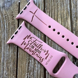 Faith can move mountains watch band  religious bible verse christian iwatch silicone band engraved 38mm 40mm 41mm 42mm 44mm 45mm 49mm 1-9