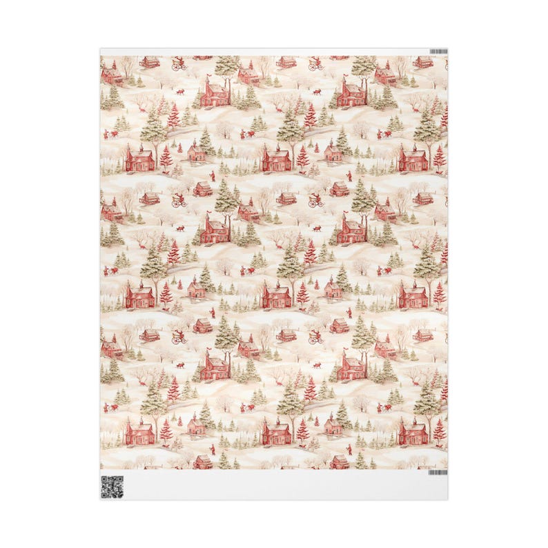 Vintage Christmas Toile Wrapping Paper, Holiday Gift Wrap, Festive Xmas Packaging, Retro Decoration, Winter Theme Stationery, Traditional image 2