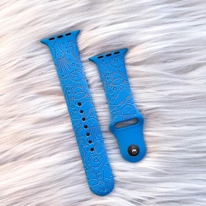 Summer creatures watch band for apple watch under the sea silicone band laser engraved 38/40/41mm, 42/44/45mm, series 1,2,3,4,5,6,7,8 gift
