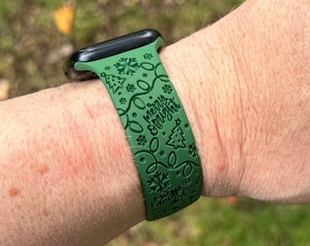 Holiday womens watch band apple watch compatible laser engraved, 38/40/41mm, 42/44/45mm, series 1,2,3,4,5,6,7,8