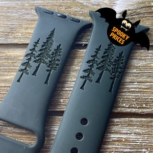 Evergreen Tree Silicone Band Laser Engraved, Apple Watch Compatible 38/40/41mm, 42/44/45/49mm, Series 1,2,3,4,5,6,7,8,9,SE,SE2