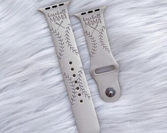 Baseball Mom Apple Watch Band: Laser Engraved Silicone Strap