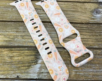 Easter white bunnies silicone watch band for apple watch samsung fitbit gift