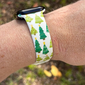 Christmas holiday trees watch band for apple watch samsung watch & fitbit xmas trees #209 silicone 20 22 38 40 41 42 44 45