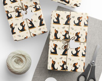 Weiner Dachshund Christmas Wrapping Papers,  Yoga Presents, Dog Mom Funny Gift for Her Him, Holiday Gift Wrap, Cute Wrapping Paper Roll