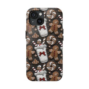 Christmas Cookies Cream Phone Case iPhone | Embroidered Charm Phone Cover | Christmas Cottagecore | Gingerbread Phone Case Tough Phone Cases
