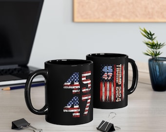 Trump 45 47 Mug cadeau pour lui | Mug drapeau américain Trump 45/47, cadeau pour lui, cadeau éléphant blanc pour homme, bas de Noël amusant, cadeaux de Noël
