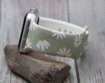 Wildflower Daisy Apple Watch Band: Boho Floral Silicone Strap