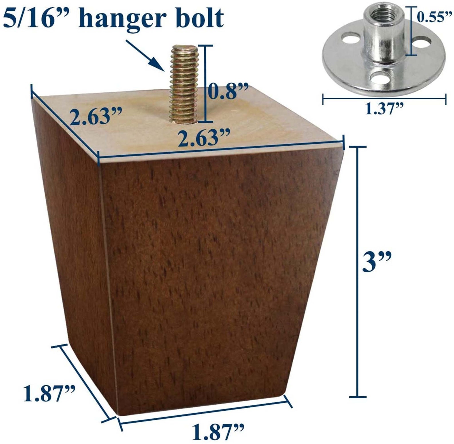 Wood Furniture Legs 3 Inch Sofa Legs Pack of 4 Square Couch Etsy