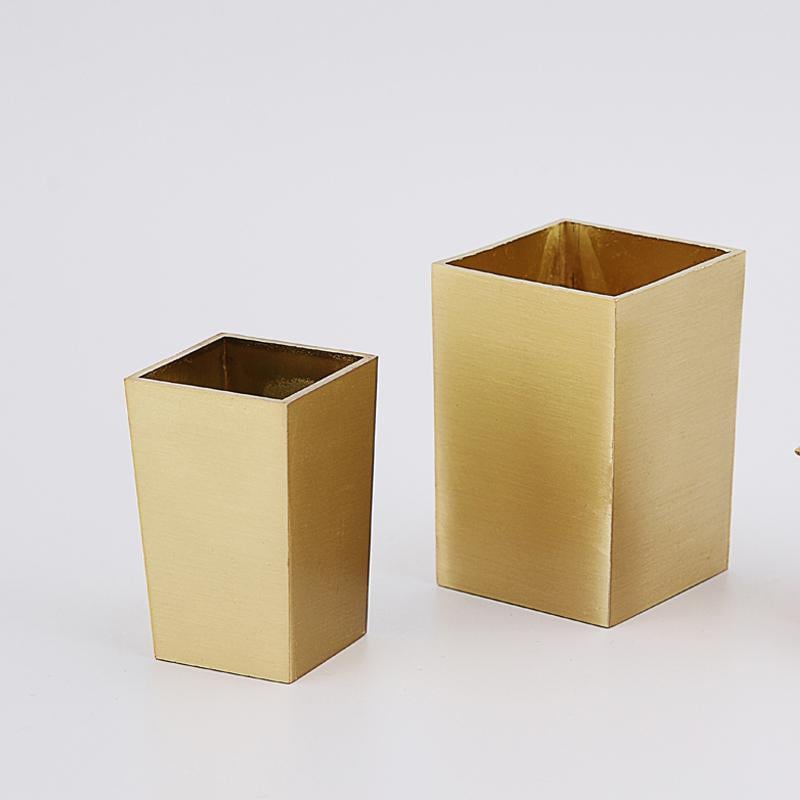 4pc Golden Zinc Alloy Leg Caps: Square Furniture Feet Sleeves