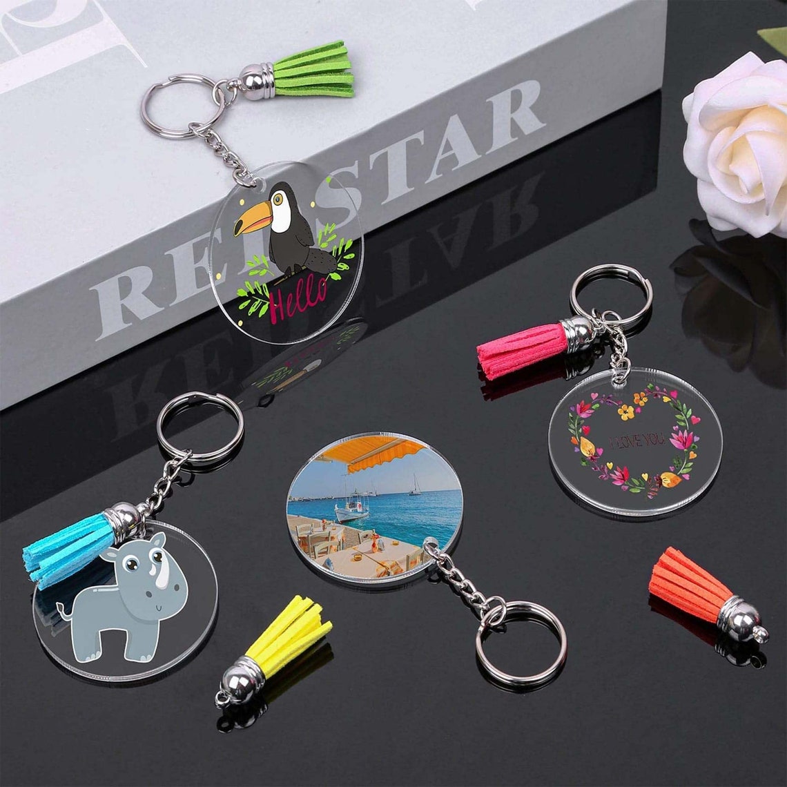Acrylic Blank Keychains 200 Pcs Clear Keychain Blanks for Etsy