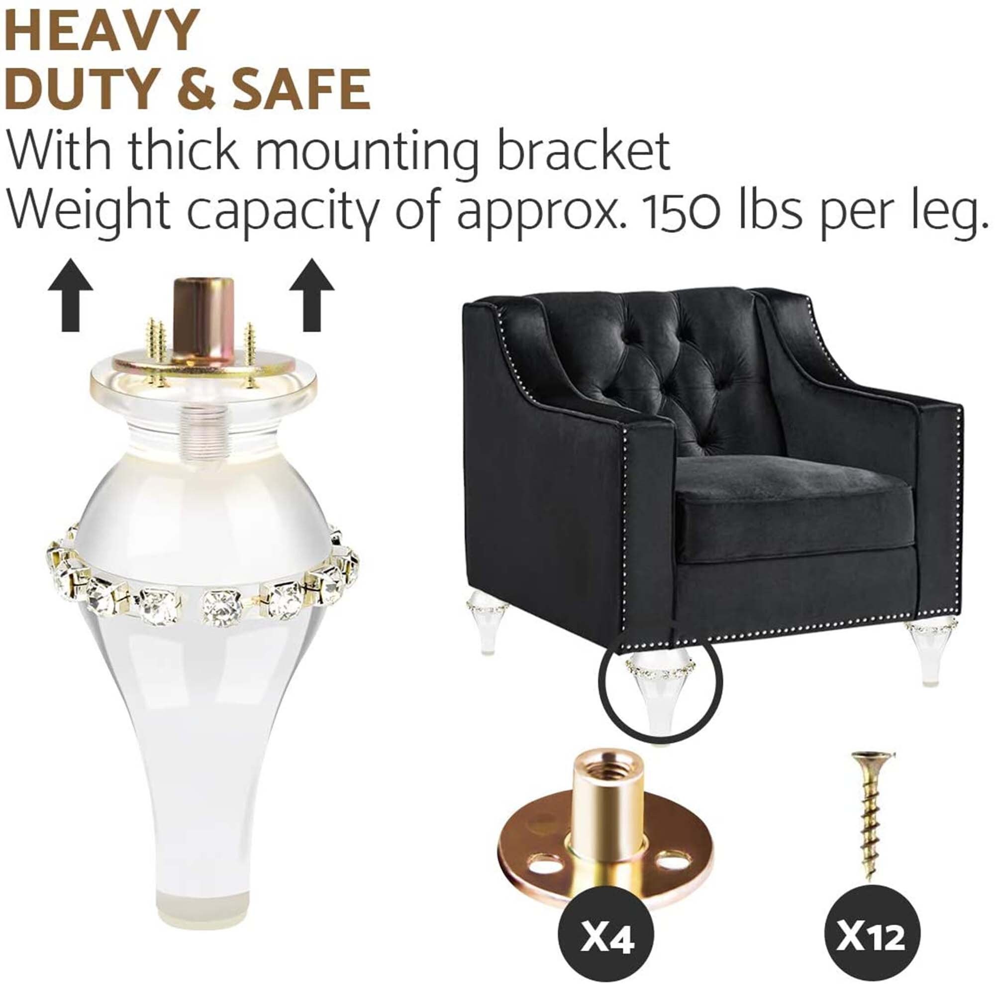 6 Zoll Acryl Möbelbeine Füße mit Strass & gefädelt 5/16 | Etsy