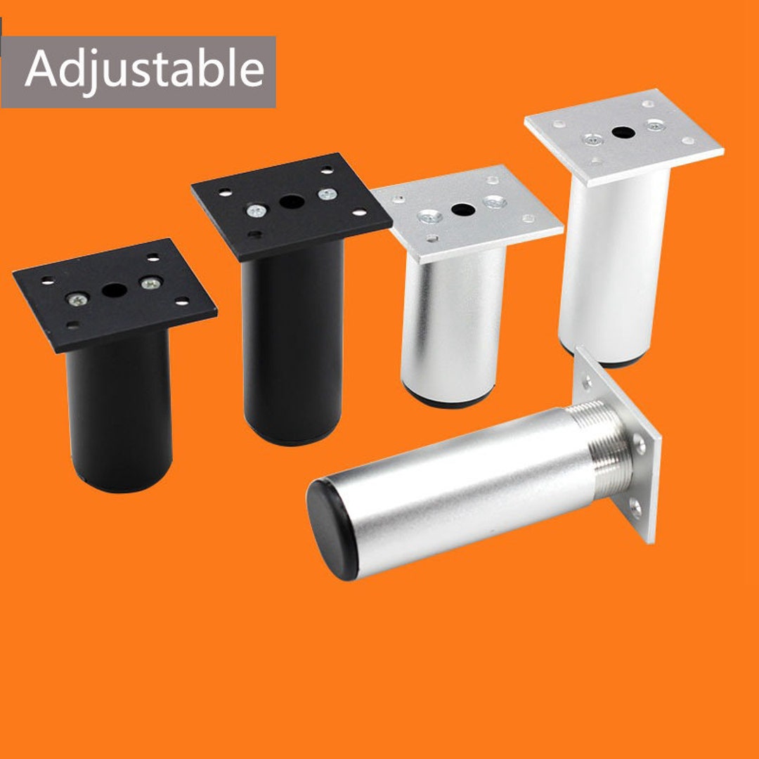 4pc 2.3 11.8 Adjustable Black Silver Metal Square Furniture Legs, Sofa