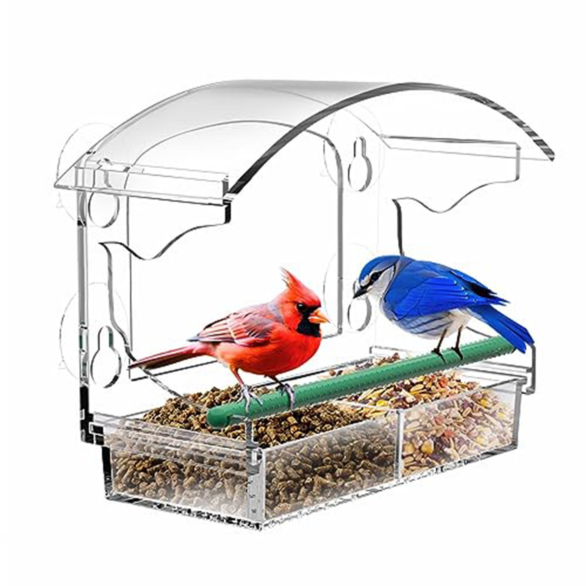 Mangeoire à oiseaux en acrylique transparent en forme de maison avec 3  ventouses, salle de bain