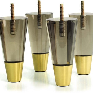 Pack of 4 Acrylic Furniture Legs  Replacement Sofa Feet Cabinet Modern Clear Decor (Black Clear/4.7inch)