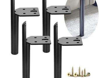 Patas de metal negro mate para muebles: patas de repuesto para mesa o sofá (4 unidades)