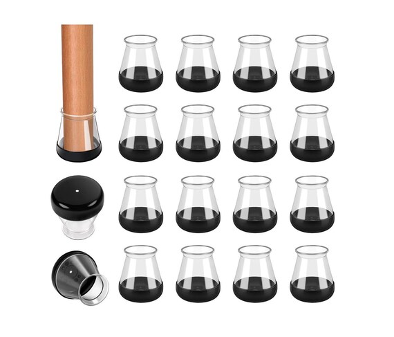 16-Pack Clear Silicone Chair Leg Floor Protectors – Round Caps For Table And Furniture Feet