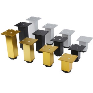 4pc Adjustable Golden /Black/ Silver Metal Square Furniture legs, Sofa Legs, furniture legs ,Replacement Furniture Legs Holder