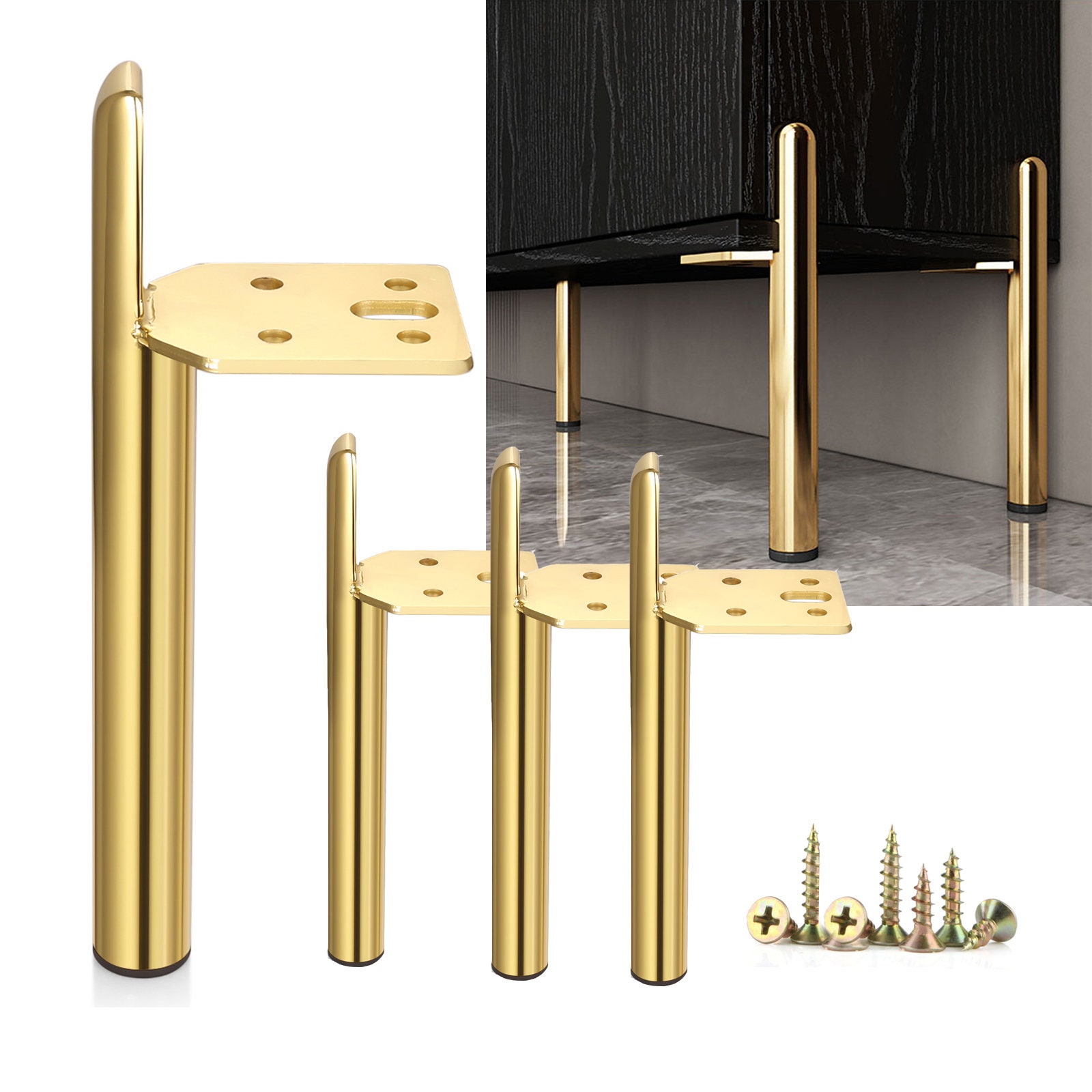 4pc 13cm 15cm 18cm 20cm Straight Golden Metal Furniture legs Etsy