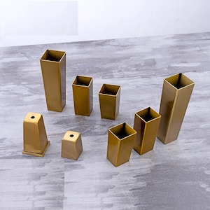 4pc Gold Metal Furniture Leg Caps: Stainless Steel Feet Sleeves