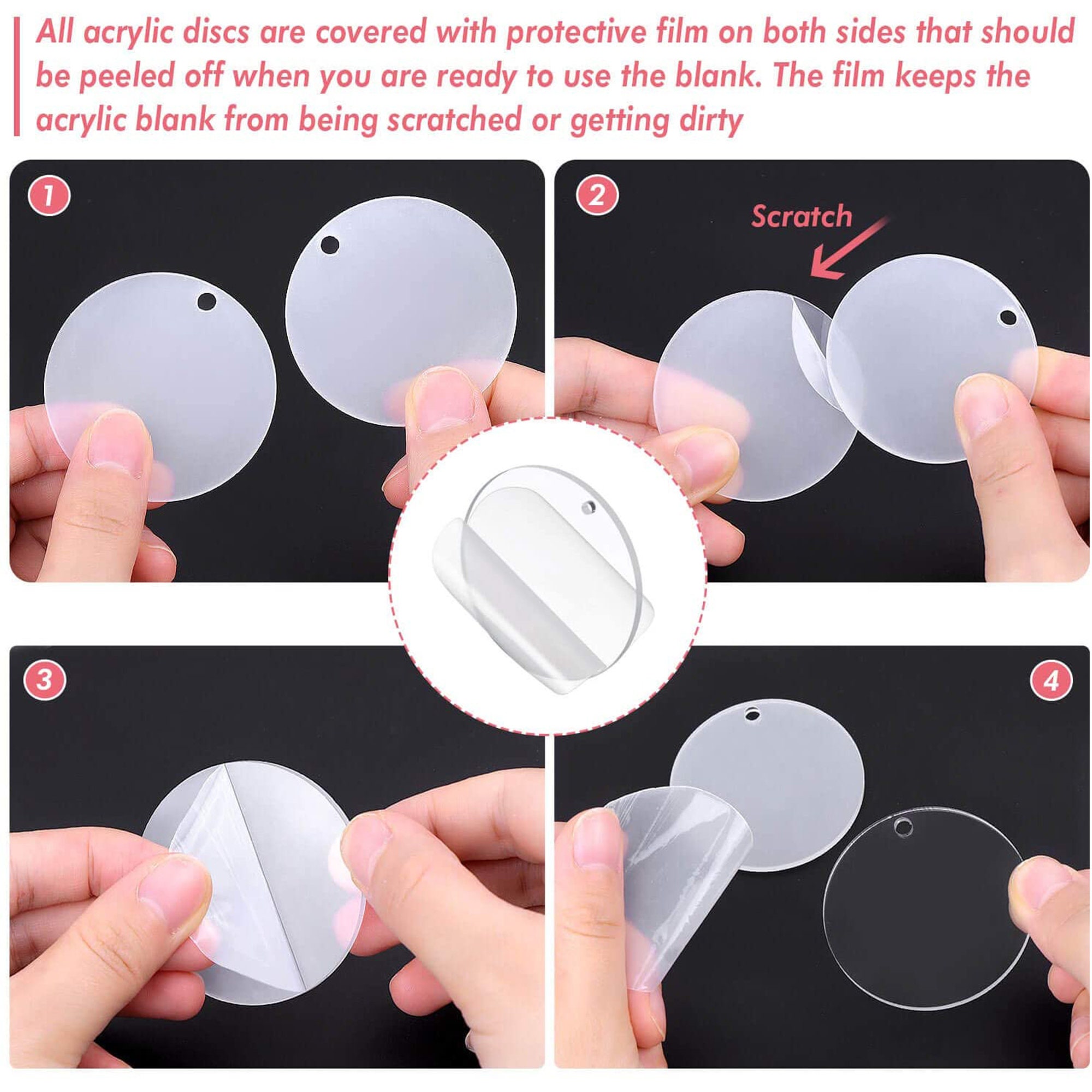 120 Pcs Acrylic Blank Keychains Setclear Keychain Blanks With Etsy