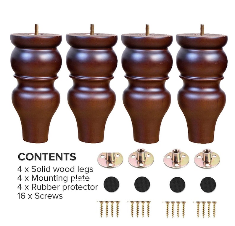 Wood Sofa Legs 6 Inch Turned Furniture Legs Set of 4 Legs for Etsy