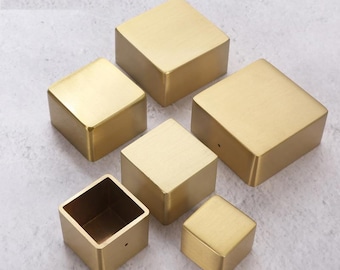 4pc Pure Copper Leg Caps: Square Gold Furniture Sleeves