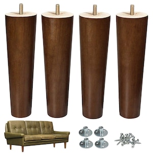 8" (~20.3cm) Wooden Furniture Leg Replacement Sofa Legs 4-Pack for Sofa Feet Chest of Drawers DIY Furniture Black