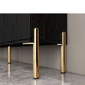 4 pièces 13 cm 15 cm 18 cm 20 cm Pieds de meubles droits en métal doré, pied de canapé, pieds de meubles carrés en tube doré, support de remplacement pour pieds de meuble