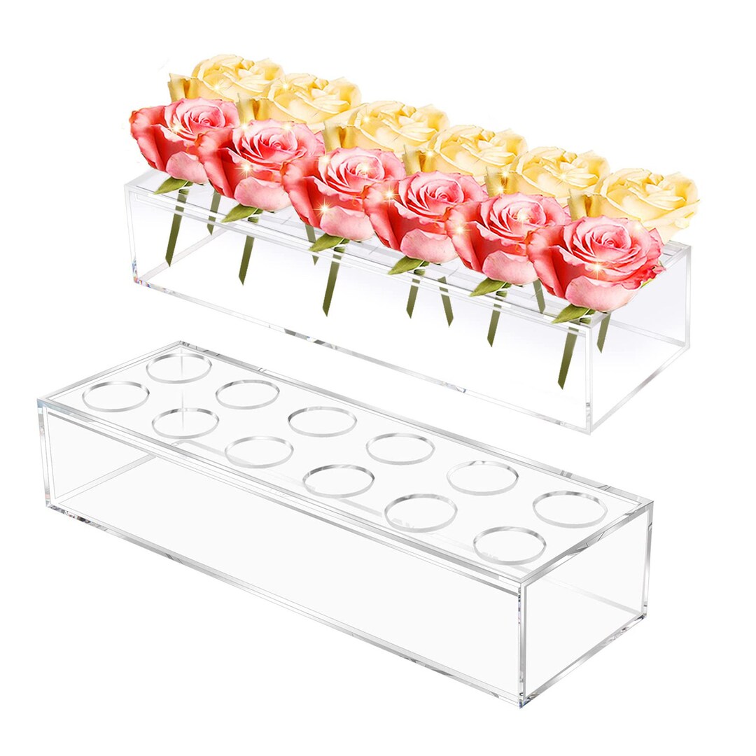 Long Acrylic Vase With Holes for Flowers 12 Clear Etsy