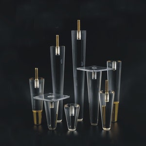 4pc Acrylic Furniture Legs Tapered Clear Glass Furniture Legs Replacement for Sofa, DIY Crystal Heavy Duty Acrylic Furniture Feet