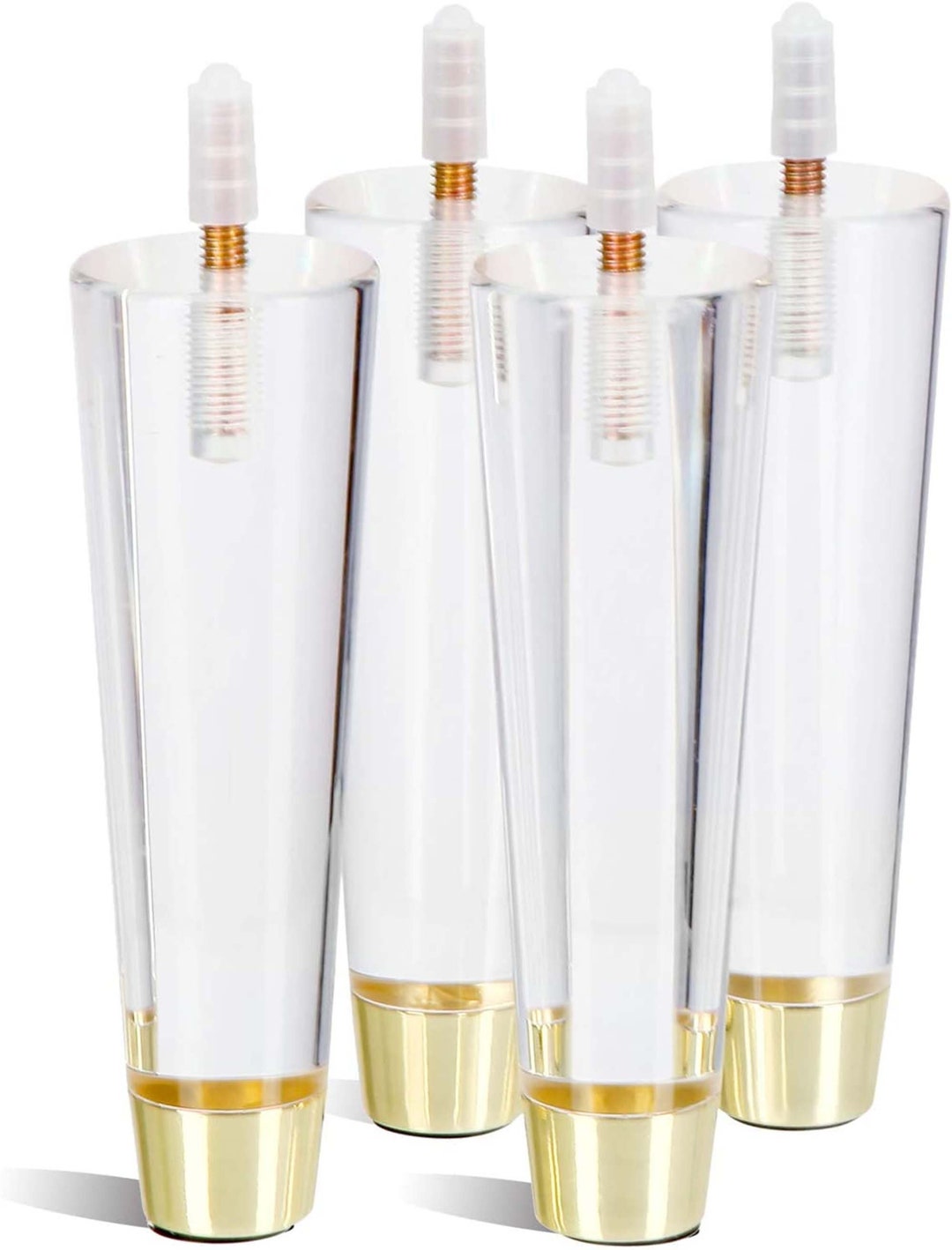 6 Inch Acrylic Furniture Legs Tapered Clear Glass Furniture Legs Replacement for Sofa, Bed