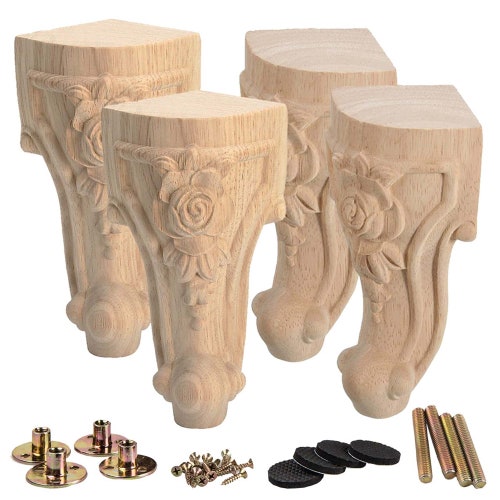 Solid Wood Carved Furniture Foot Legs TV Seat Etsy