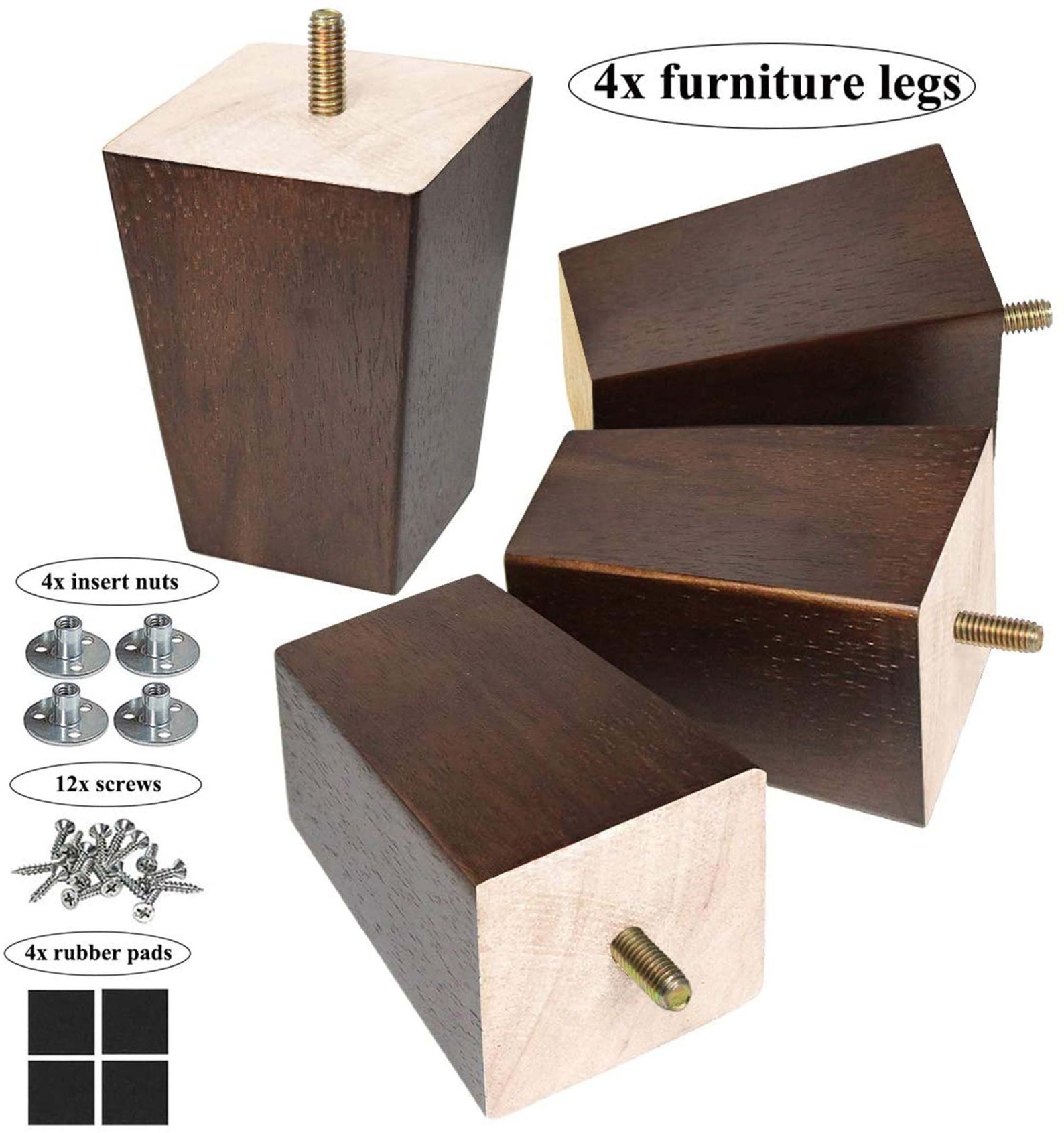 Wood Furniture Legs 4 inch Sofa Legs Pack of 4 Square Couch Etsy