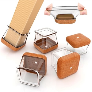 May include: Set of five clear plastic furniture leg protectors with brown felt pads. The protectors are designed to prevent scratches and damage to floors.