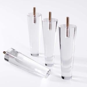 Acrylic Furniture Legs 8 Inch Set of 4, Modern Clear Crystal Heavy Duty Furniture Replacement Legs for Sofa, Bench, Couch