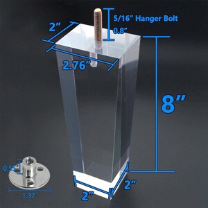 Quadratische Acryl Sofa Füße 8 Zoll Ständer Beine für Bett | Etsy