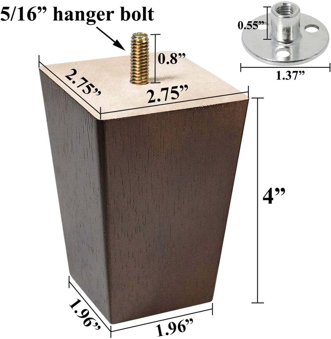 Wood Furniture Legs 4 inch Sofa Legs Pack of 4 Square Couch Etsy