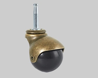 4 ruedas giratorias de bola con acabado de latón antiguo: patas para muebles, 3,81 cm/5,1 cm