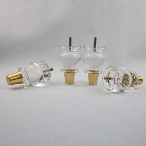 Acrylic Furniture Legs Crystal Bun Sofa Leg With Gold Feet Cover