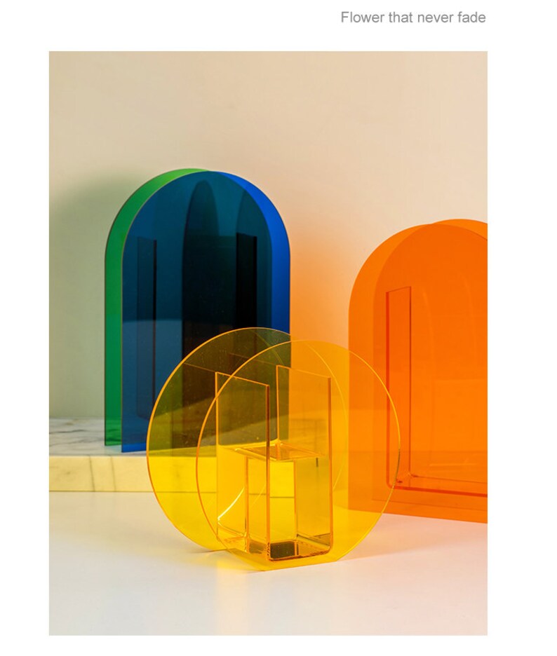 Round Arch Abstract Acrylic Art Vases Stem Bud Vase Art Etsy